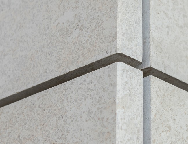 Detail gevel van natuursteen